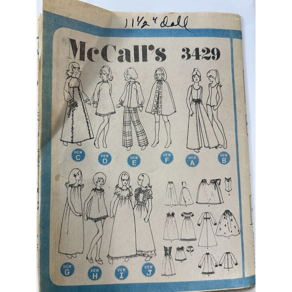 McCalls 3429 Barbie Teen 11-1/2" Doll Trousseau Wedding 3 Pieces Cut 1972